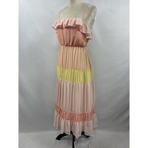 Lovers + Friends Revolve Acer Maxi Dress Pastel XS Tiered Color Block Lined